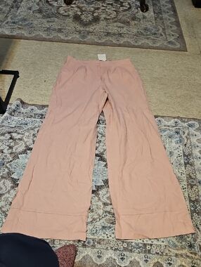 ASOS Linen Blend Wide-Leg High-Rise Pants in Dusty Rose